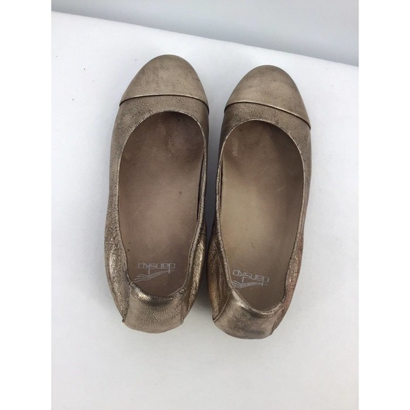 Dansko Lisanne Flat In Gold Leather Women’s Size 37 EU Captoe Work Metallic Shoe - Picture 11 of 16